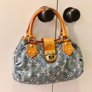 Louis Vuitton Denim Pleaty Hand Tote Bag